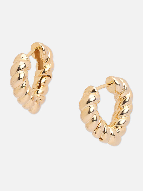 Tipsyfly Twisted Gold Heart Hoops - Tipsyfly