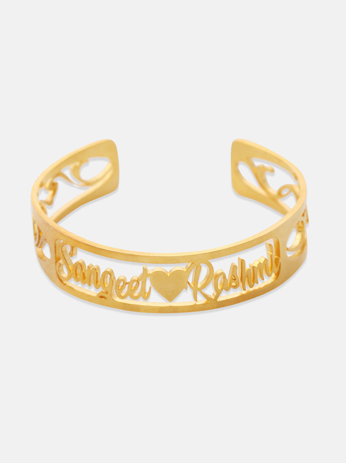 Gold Customized Dual name Love Cuff - Tipsyfly