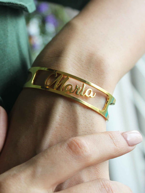 Gold Customized Name Cuff - Tipsyfly