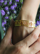 Customized Roman Numeral Gold Cuff - Tipsyfly