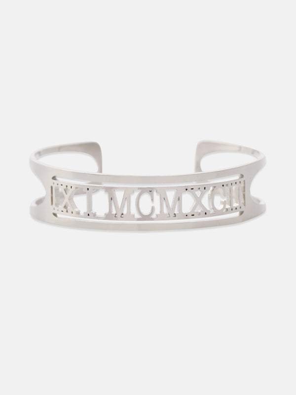 Customized Roman Numeral Silver Cuff - Tipsyfly