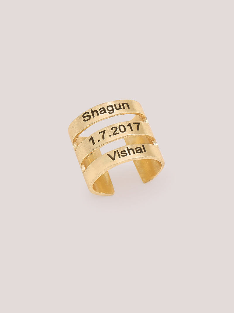 Tri Gold Personalised Ring - Tipsyfly