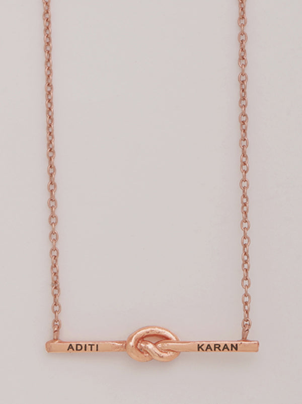 Rose Gold Loveknot Personalised Necklace - Tipsyfly