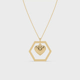 Tipsyfly Dangling Heart Hexagon Necklace
