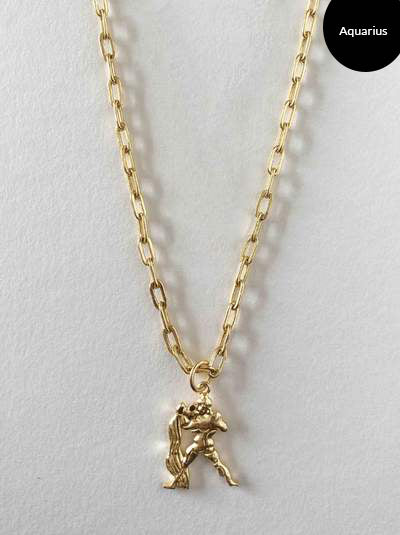 Tipsyfly Aquarius Zodiac Layered Chain Necklace - Tipsyfly