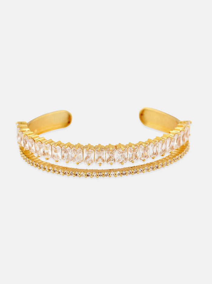 Gold Zircon Double Line Bracelet - Tipsyfly