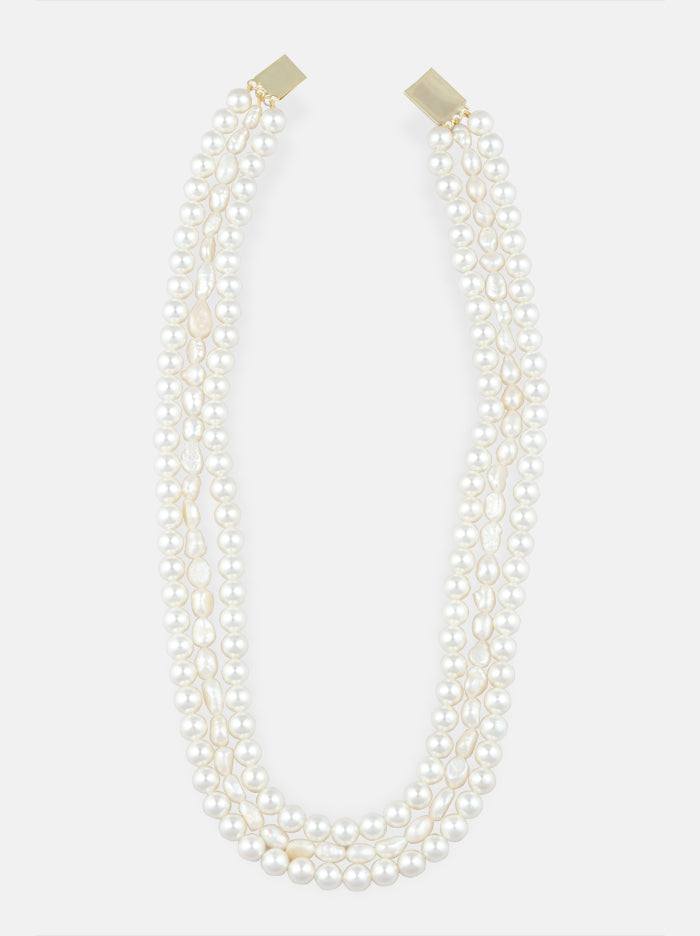 Three Line Pearl Long Necklace - Tipsyfly