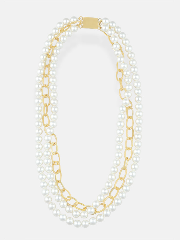 Pearl & Chain String Necklace - Tipsyfly