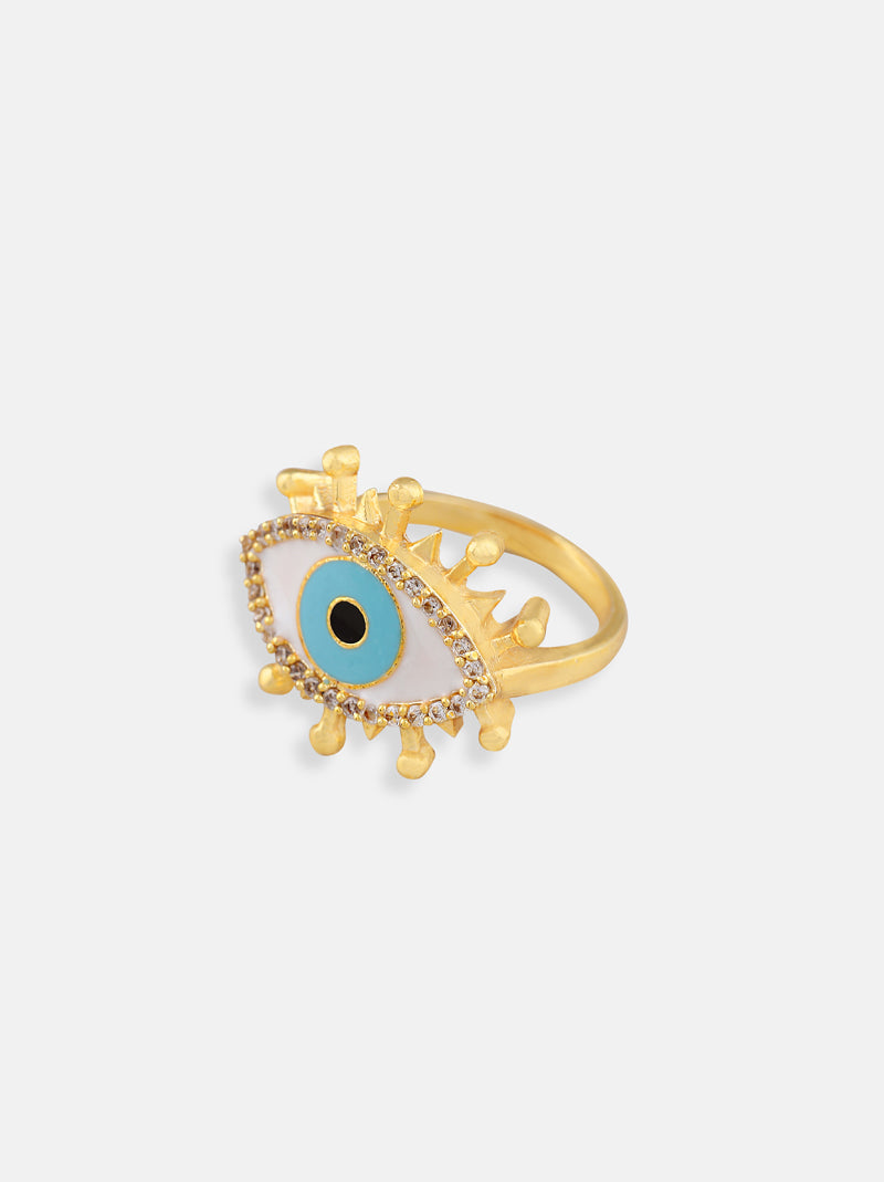 Gold & Enamel Evil Eye Ring - Tipsyfly