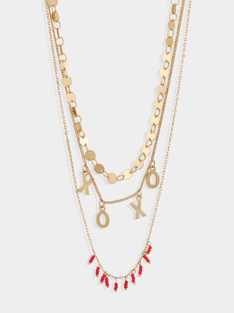 XOXO layered necklace set - Tipsyfly