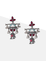 Oxidised Turquoise & Pink Drop earrings - Tipsyfly