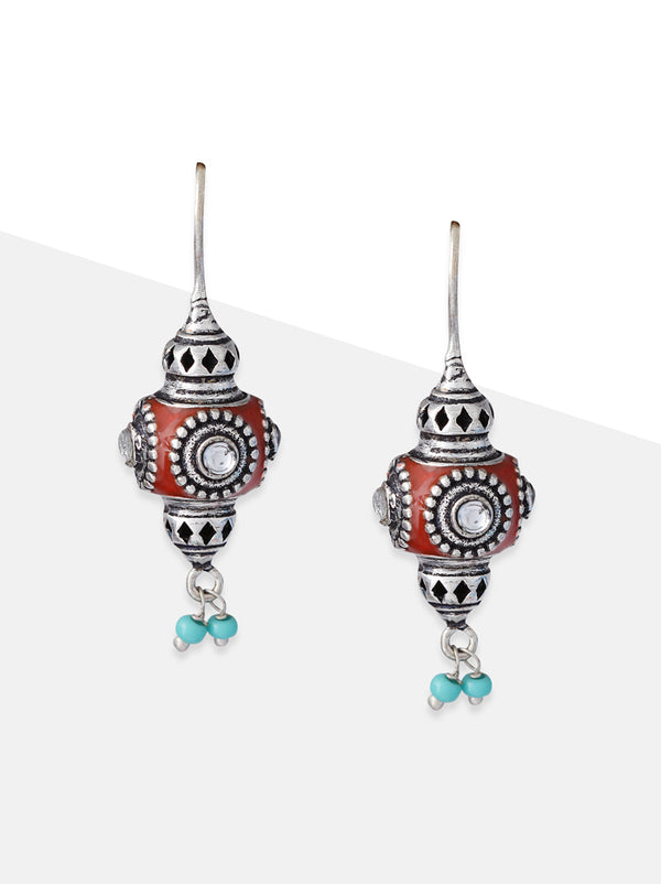 Oxidised blue temple drop earrings - Tipsyfly