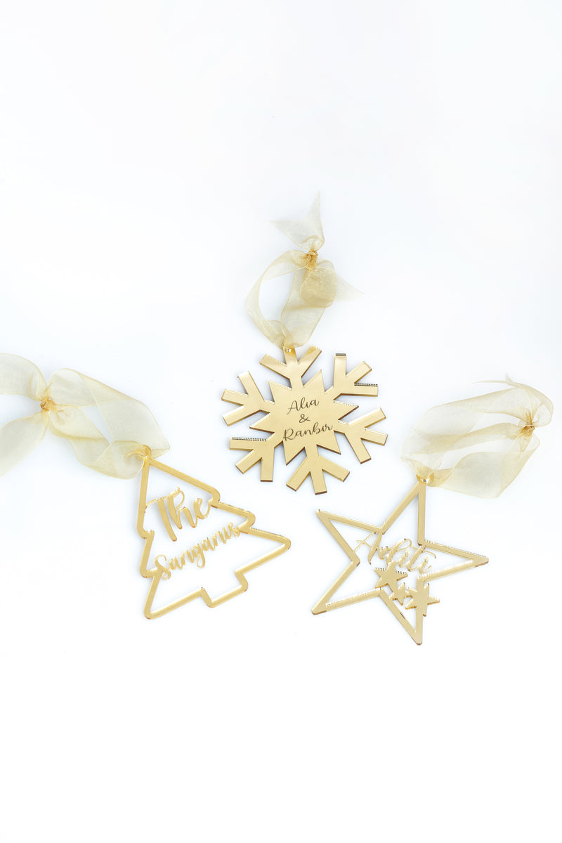 Gold Personalised Christmas Ornaments (Set of 3) - Tipsyfly