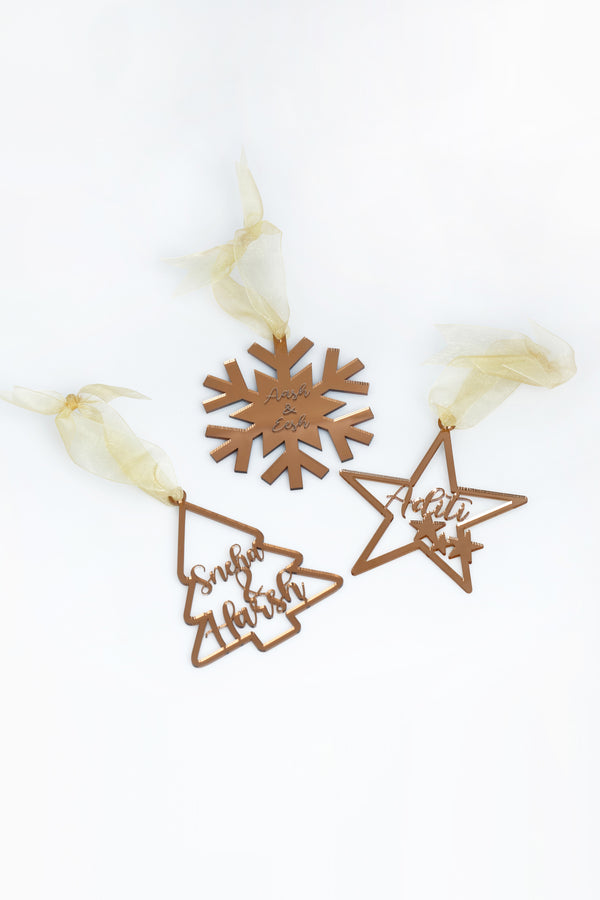 Bronze Personalised Christmas Ornaments (Set of 3) - Tipsyfly