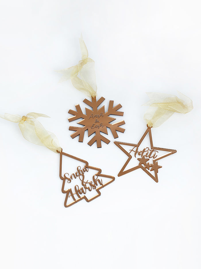 Bronze Personalised Christmas Ornaments (Set of 3) - Tipsyfly