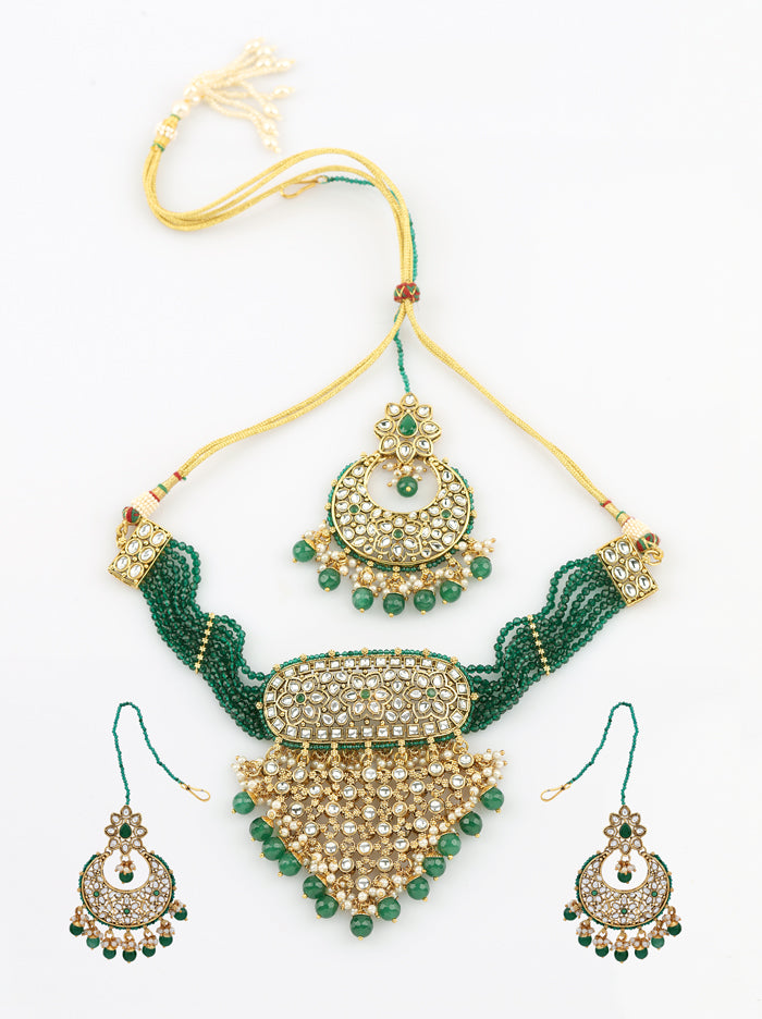 Ranjha Emerald Green Kundan Choker Set - Tipsyfly