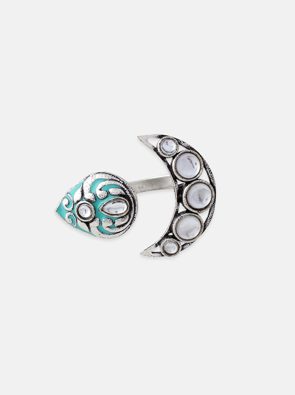 Oxidised Turquoise and Crescent ring - Tipsyfly