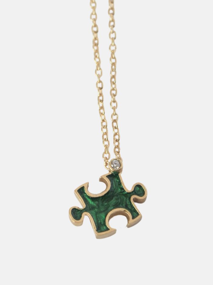 Tipsyfly Green Enamel Puzzle Necklace - Tipsyfly