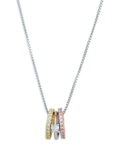 Tipsyfly Tricolour Ring Stack Pendant Necklace - Tipsyfly