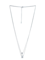 Tipsyfly Silver Dual Crystal Necklace - Tipsyfly