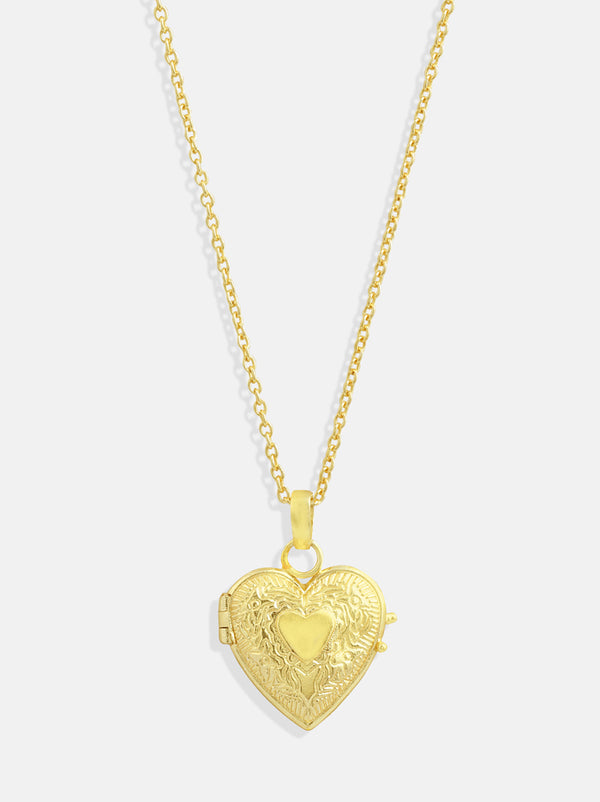 Intricate Gold Heart photo Locket Necklace - Tipsyfly