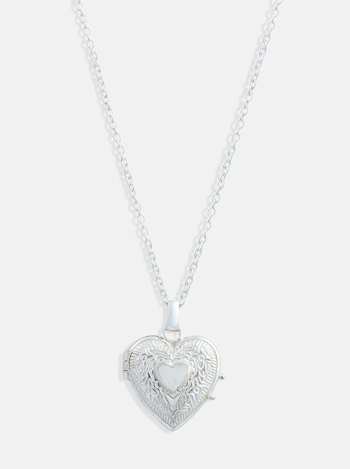 Intricate Silver Heart photo Locket Necklace - Tipsyfly