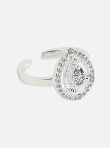 Zircon Pear Solitaire Double Halo Ring - Tipsyfly