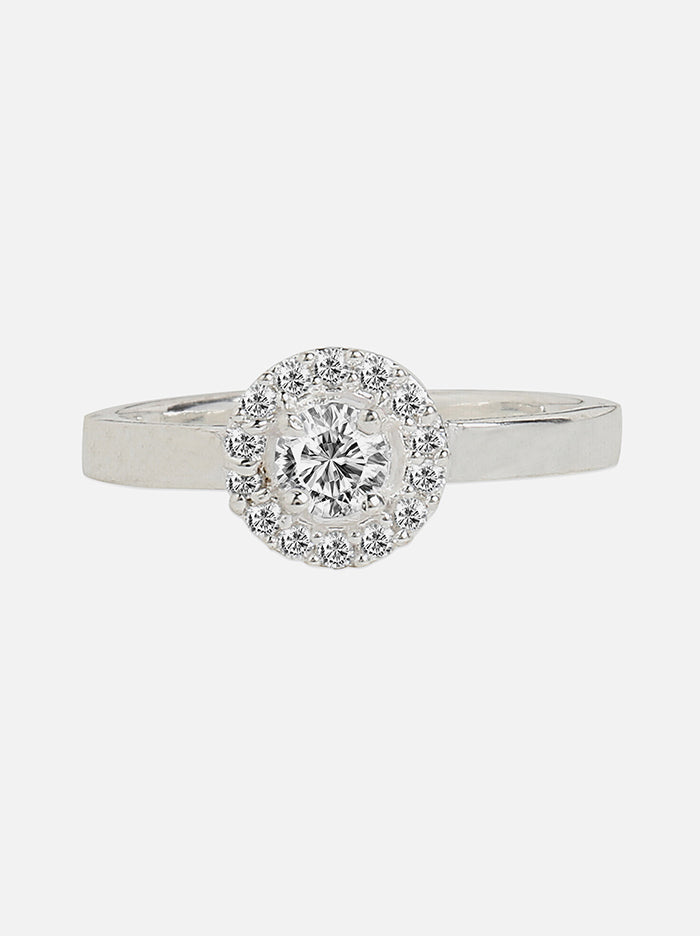 Solitaire Zircon Halo Engagement Ring - Tipsyfly