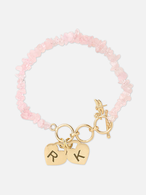 Personalised Pink Beaded Heart Bracelet - Tipsyfly