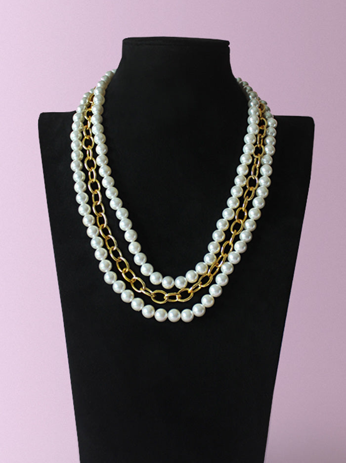Pearl & Chain String Necklace - Tipsyfly