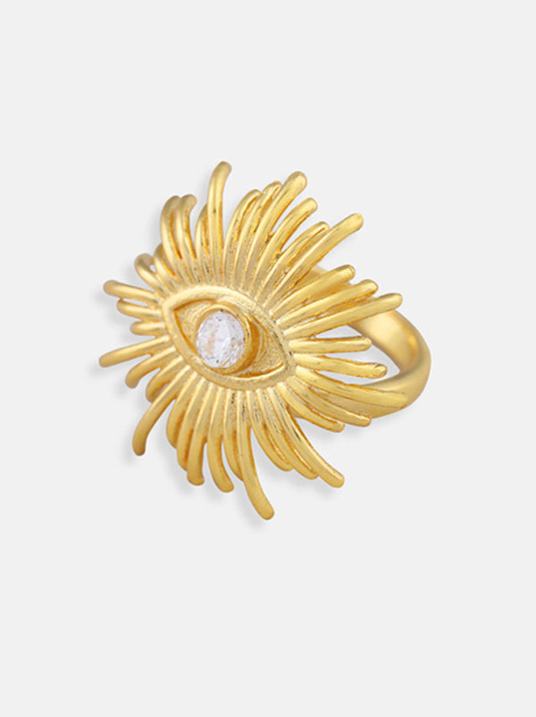 Gold Spokes Evil Eye Ring - Tipsyfly