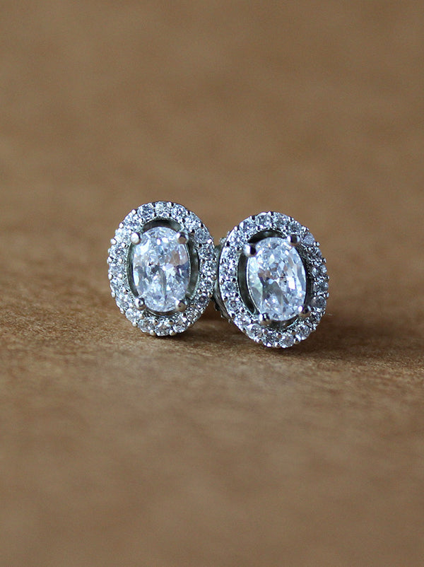 Tipsyfly Oval Halo Solitaire Studs - Tipsyfly