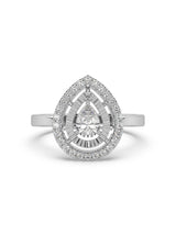 Zircon Pear Solitaire Double Halo Ring - Tipsyfly