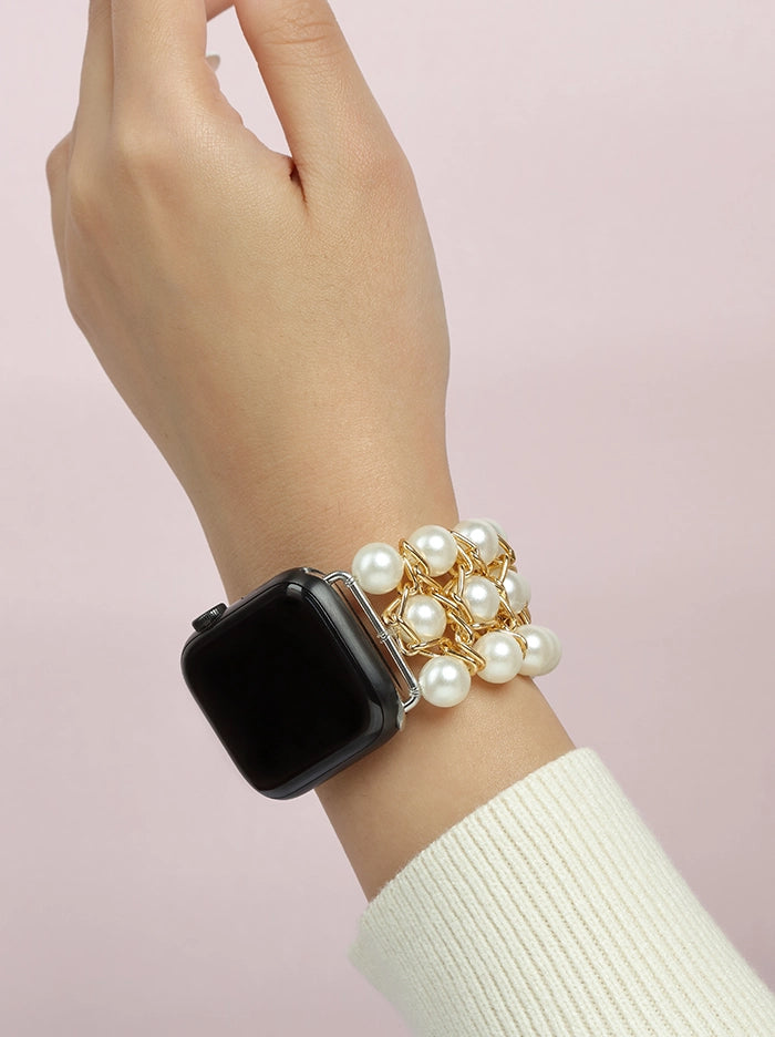 Pearl & Gold Apple Watch Strap (42/44/45/49mm) - Tipsyfly
