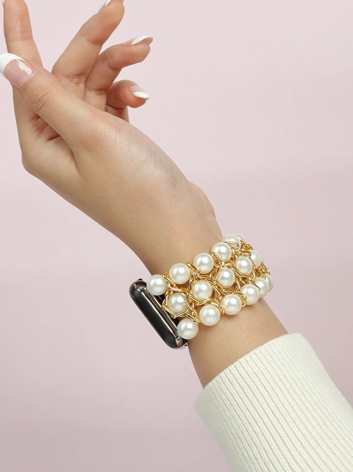 Pearl & Gold Apple Watch Strap (42/44/45/49mm) - Tipsyfly