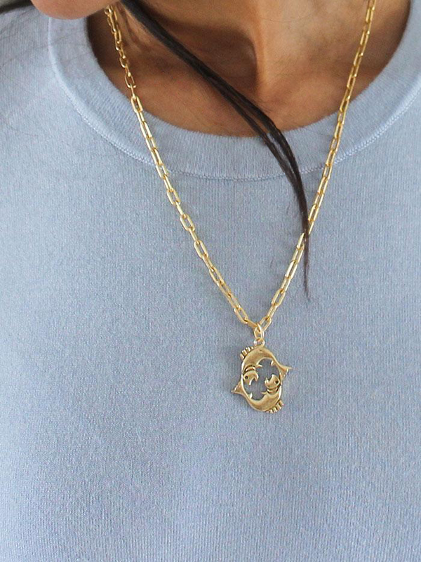 Pisces Zodiac Layered Chain Necklace - Tipsyfly