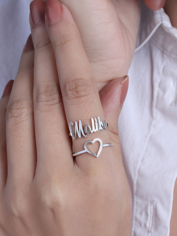 Silver Customised name and love Ring - Tipsyfly