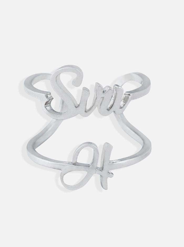 Silver Customised name and Initial Ring - Tipsyfly