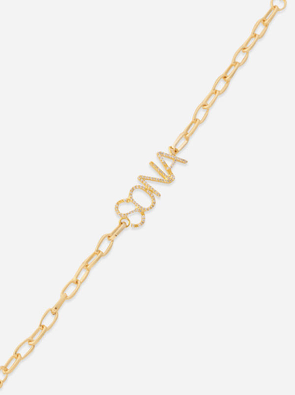 Gold Customized Crystal studded name Bracelet - Tipsyfly
