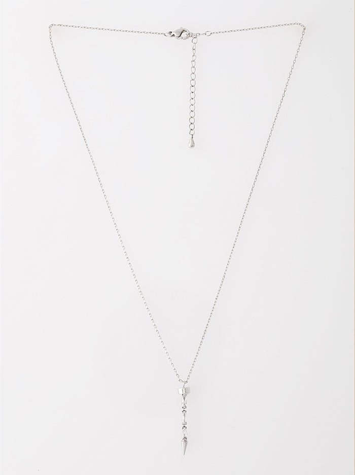Silver Crystal Nail Necklace - Tipsyfly