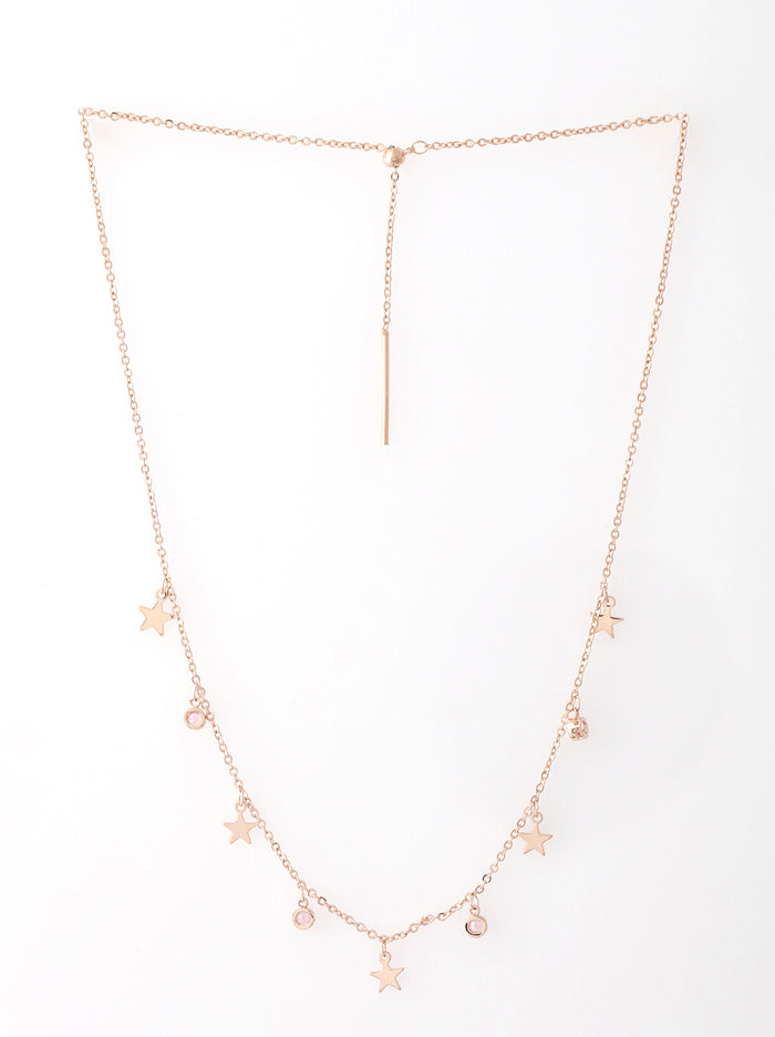 Rose Gold star and crystal necklace - Tipsyfly