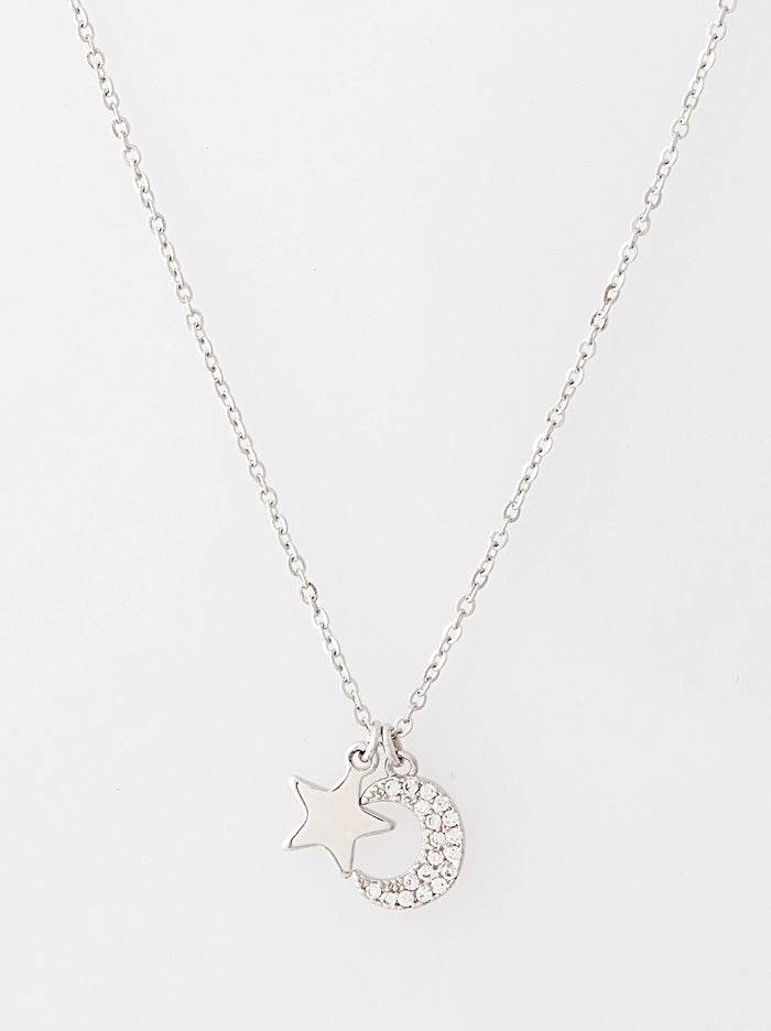 Silver star and moon necklace - Tipsyfly
