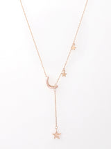 Rose Crystal and moon delicate necklace - Tipsyfly