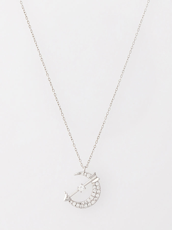 Silver crescent & arrow necklace - Tipsyfly