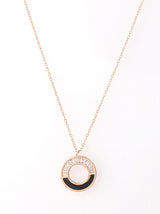 Rose crystal and enamel circle necklace - Tipsyfly