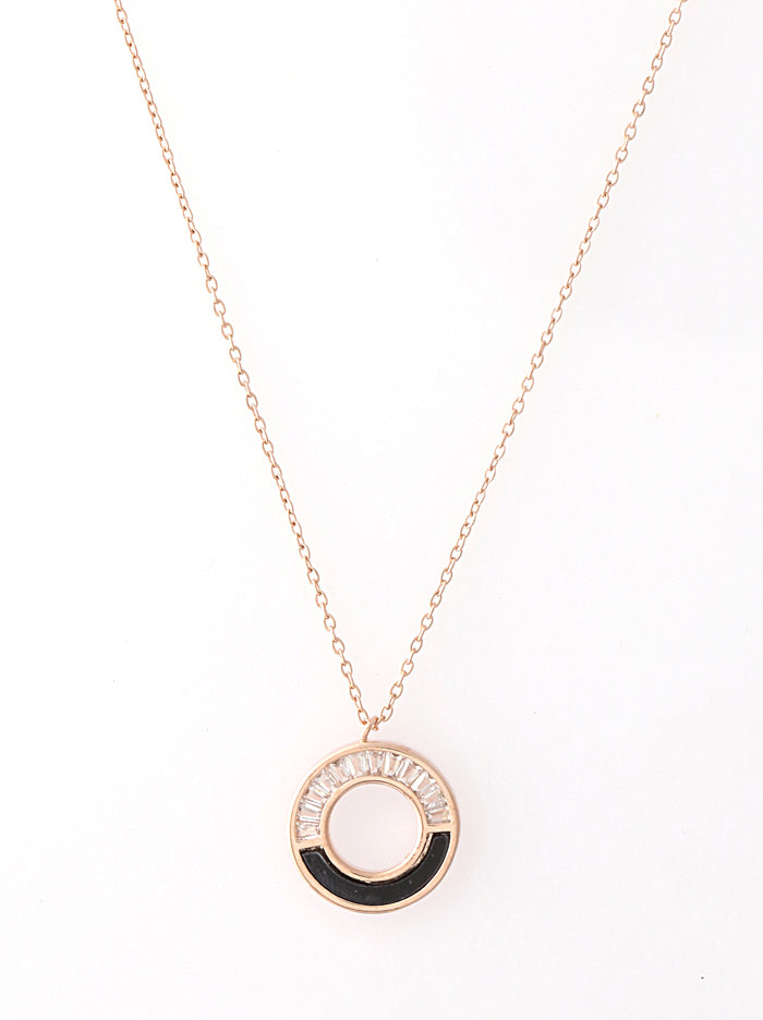 Rose crystal and enamel circle necklace - Tipsyfly