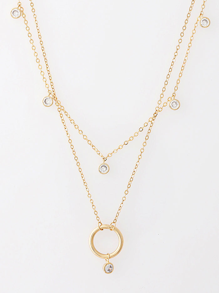 Double layered rose crystal loop necklace - Tipsyfly