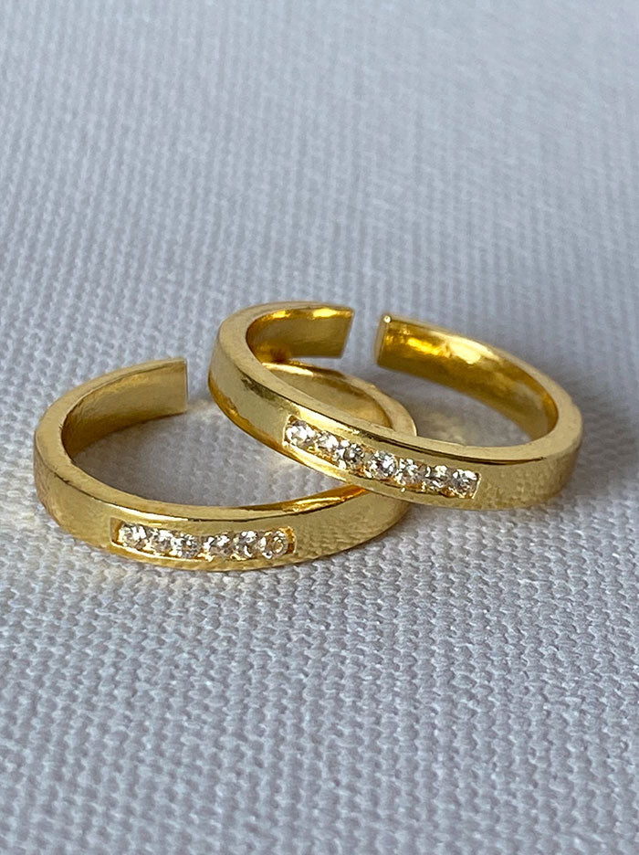 Crystal insert gold couple rings - Tipsyfly