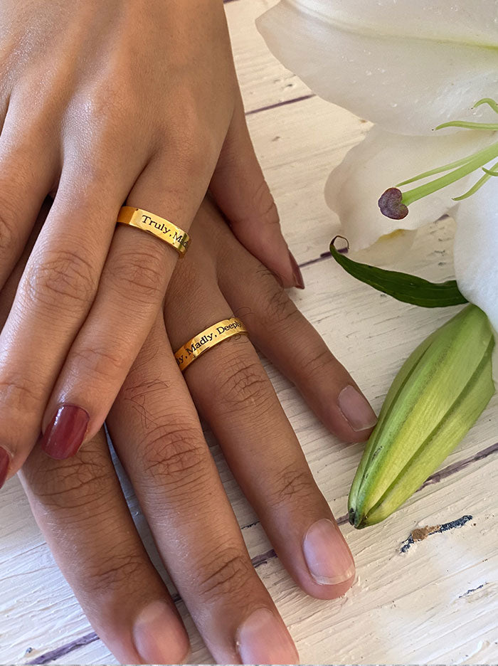 Personalised Couple's gold mantra rings - Tipsyfly