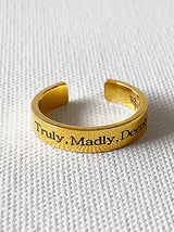 Personalised women's Gold Mantra ring - Tipsyfly
